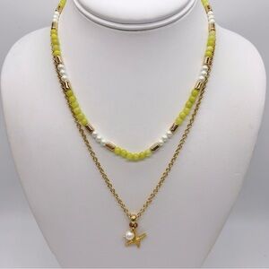 J. Crew Double Strand Beaded Necklace with Starfish Pearl Pendant